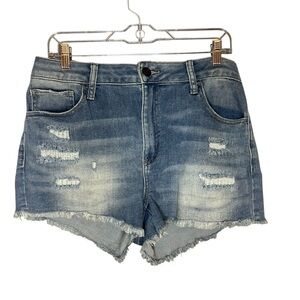 SO short Shorts distressed Denim shortie size 17 blue